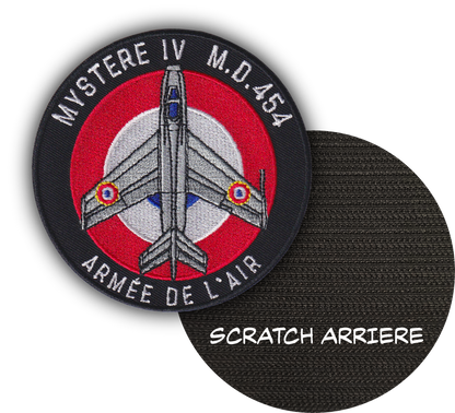 MAXIMUMPATCHES - Diamètre 9 cm - Ecusson Patch Brodé Avec Scratch Cousu Au Dos + Carré Scratch A Coudre, Face Opposé Offerte, Avion Aviation Dassault Mirage Rafale Armée de l'air Mystère 4 IV (Copie)