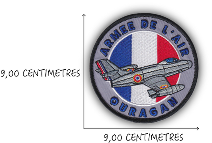 MAXIMUMPATCHES - Diamètre 9 cm - Ecusson Patch Brodé Avec Scratch Cousu Au Dos + Carré Scratch A Coudre, Face Opposé Offerte, Avion Aviation Dassault Mirage Rafale Armée de l'air Ouragan France