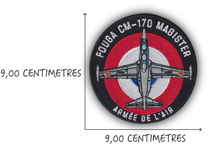 MAXIMUMPATCHES - Diamètre 9 cm - Ecusson Patch Brodé Avec Scratch Cousu Au Dos + Carré Scratch A Coudre, Face Opposé Offerte, Avion Aviation Dassault Mirage Rafale Armée de l'air Fouga Magister France
