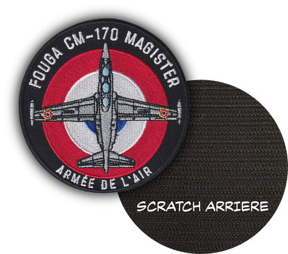 MAXIMUMPATCHES - Diamètre 9 cm - Ecusson Patch Brodé Avec Scratch Cousu Au Dos + Carré Scratch A Coudre, Face Opposé Offerte, Avion Aviation Dassault Mirage Rafale Armée de l'air Fouga Magister France