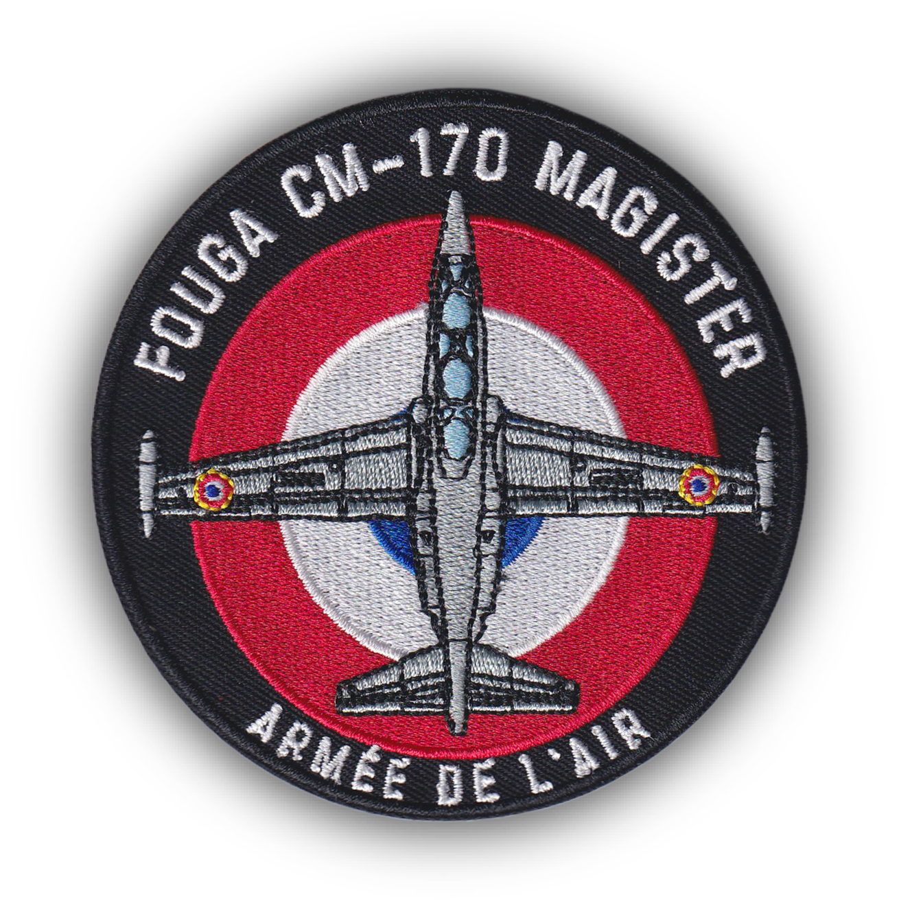 MAXIMUMPATCHES - Ecusson Thermocollant Brodé - Diamètre 9 cm - Dassault Aviation Armée De L'Air Fouga Magister Rafale Mirage