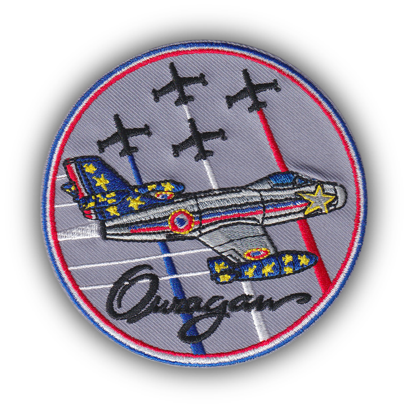 MAXIMUMPATCHES - Ecusson Thermocollant Brodé - Diamètre 9 cm - Patch Dassault Aviation Armée De L'Air Patrouille De France Ouragan Mirage Rafale