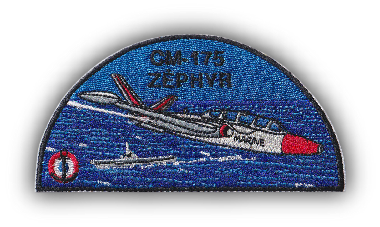 MAXIMUMPATCHES - Ecusson Thermocollant Brodé - 10 cm x 5 cm - Patch Fouga Zéphyr Cm 175 Avion Aviation Porte Avions France Clémenceau Foch Armée De L'Air