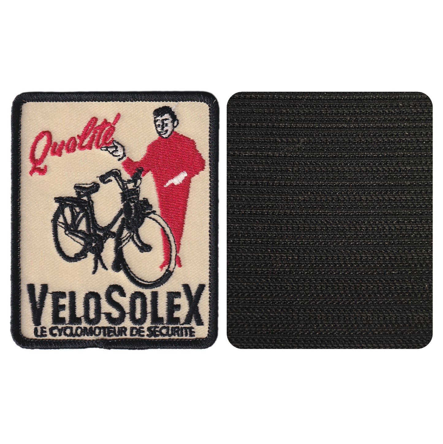 MAXIMUMPATCHES - 7,3 cm x 9 cm - Ecusson Patch Brodé Avec Scratch Cousu Au Dos + Carré Scratch A Coudre, Face Opposé 10 cm x 10 cm / Cyclomoteur Vélomoteur Sécurité Vélosolex Homme
