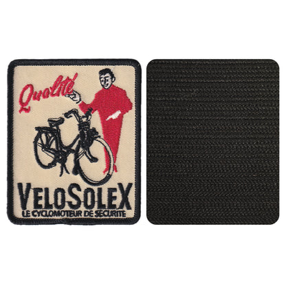 MAXIMUMPATCHES - 7,3 cm x 9 cm - Ecusson Patch Brodé Avec Scratch Cousu Au Dos + Carré Scratch A Coudre, Face Opposé 10 cm x 10 cm / Cyclomoteur Vélomoteur Sécurité Vélosolex Homme