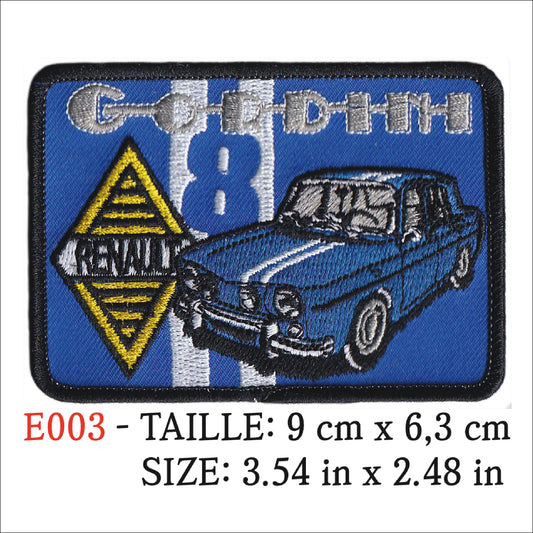 MAXIMUMPATCHES - Ecusson Patch Brodé Thermocollant - 9 cm x 6,3 cm - R8 Automobile France Combinaison Pilote Rétro Vintage Gordini
