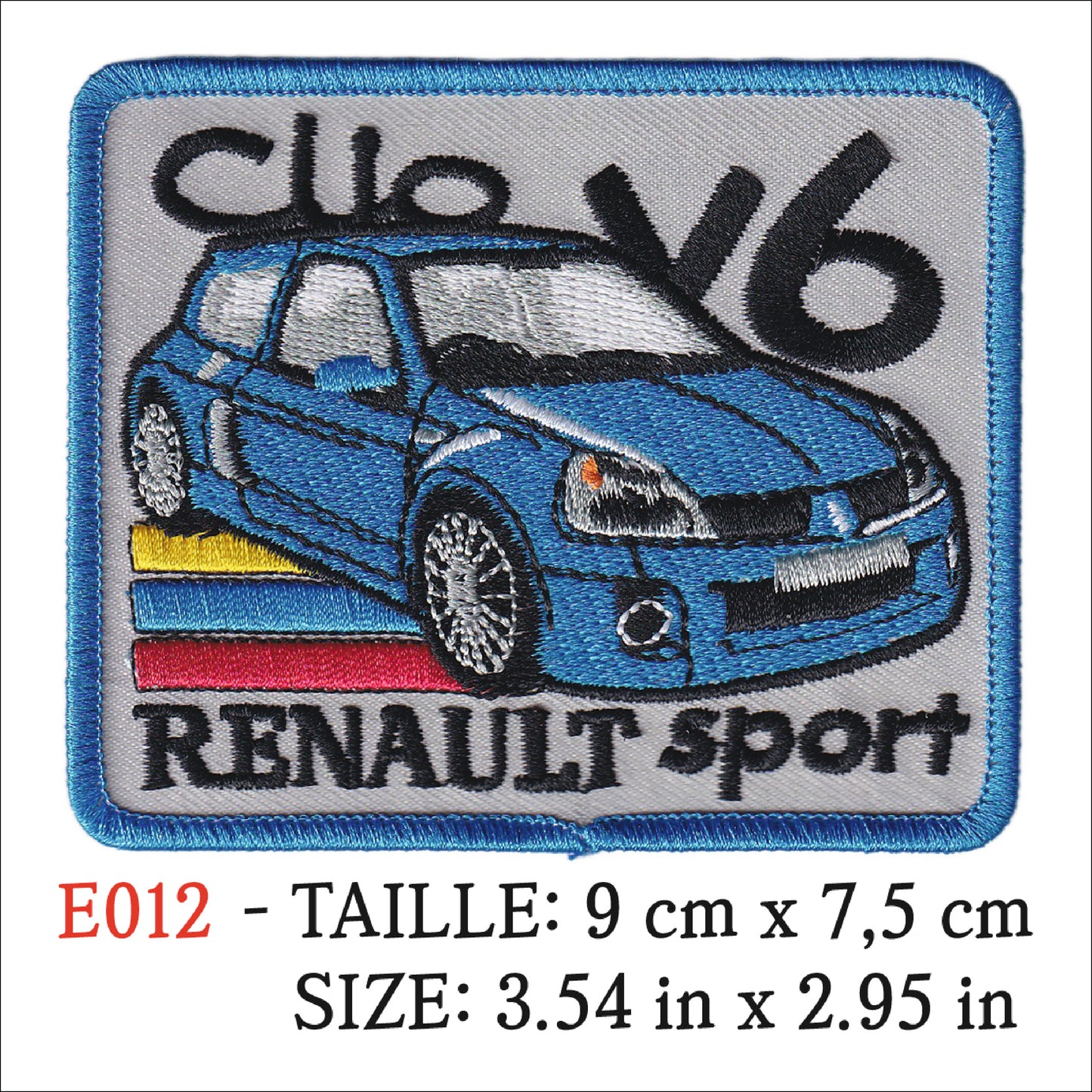 MAXIMUMPATCHES - Ecusson Patch Brodé Thermocollant - 9 cm x 7,5 cm - Clio V6 Sport Automobile Voiture