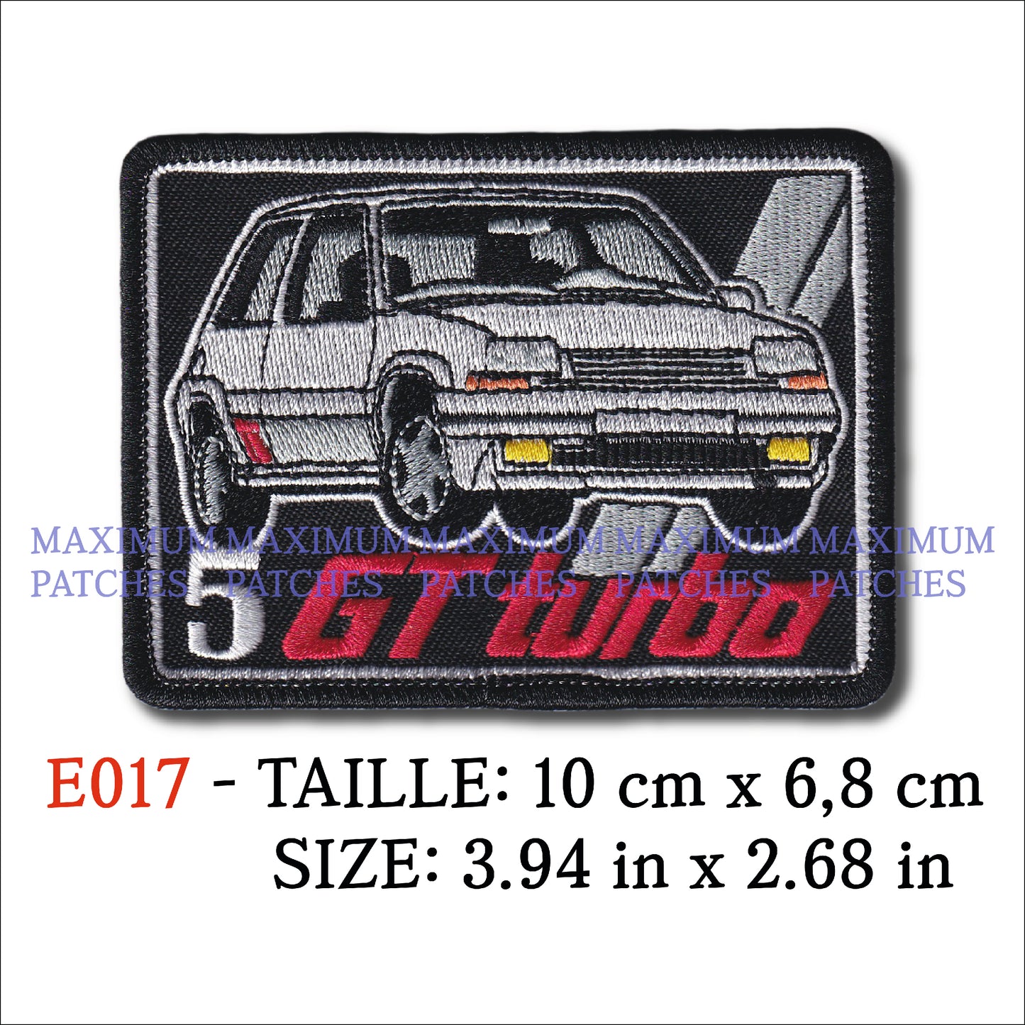 MAXIMUMPATCHES -9 cm x 6,8 cm - Ecusson Patch Brodé Thermocollant - R5 Super 5 Gt Turbo Gti Automobile France Voiture