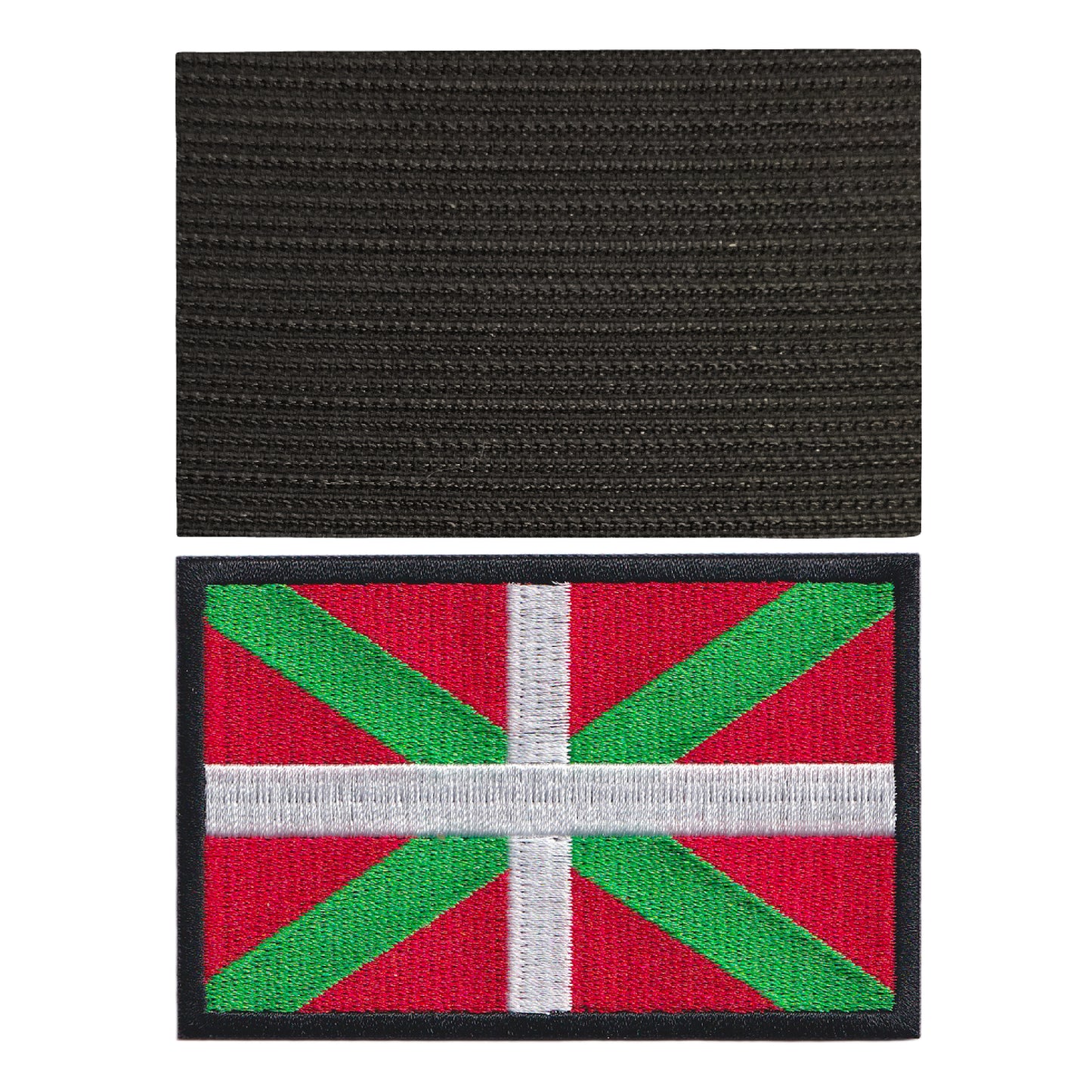 MAXIMUMPATCHES - Pays Basque Euskadi Drapeau - 8,8 cm x 5,7 cm - Ecusson Patch Brodé Avec Scratch Cousu Au Dos + Carré Scratch A Coudre, Face Opposé 10 cm x 10 cm Offert / Département Région Territoire France