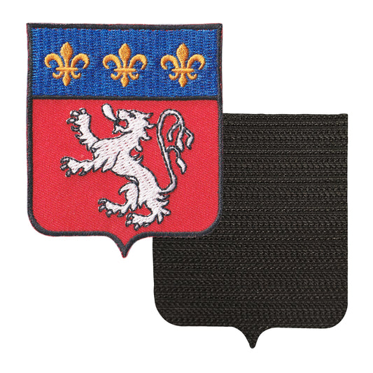MAXIMUMPATCHES - Ville De Lyon - 8 cm x 6,5 cm - Ecusson Patch Brodé Avec Scratch Cousu Au Dos + Carré Scratch A Coudre, Face Opposé 10 cm x 10 cm Offert / Département Région Territoire France