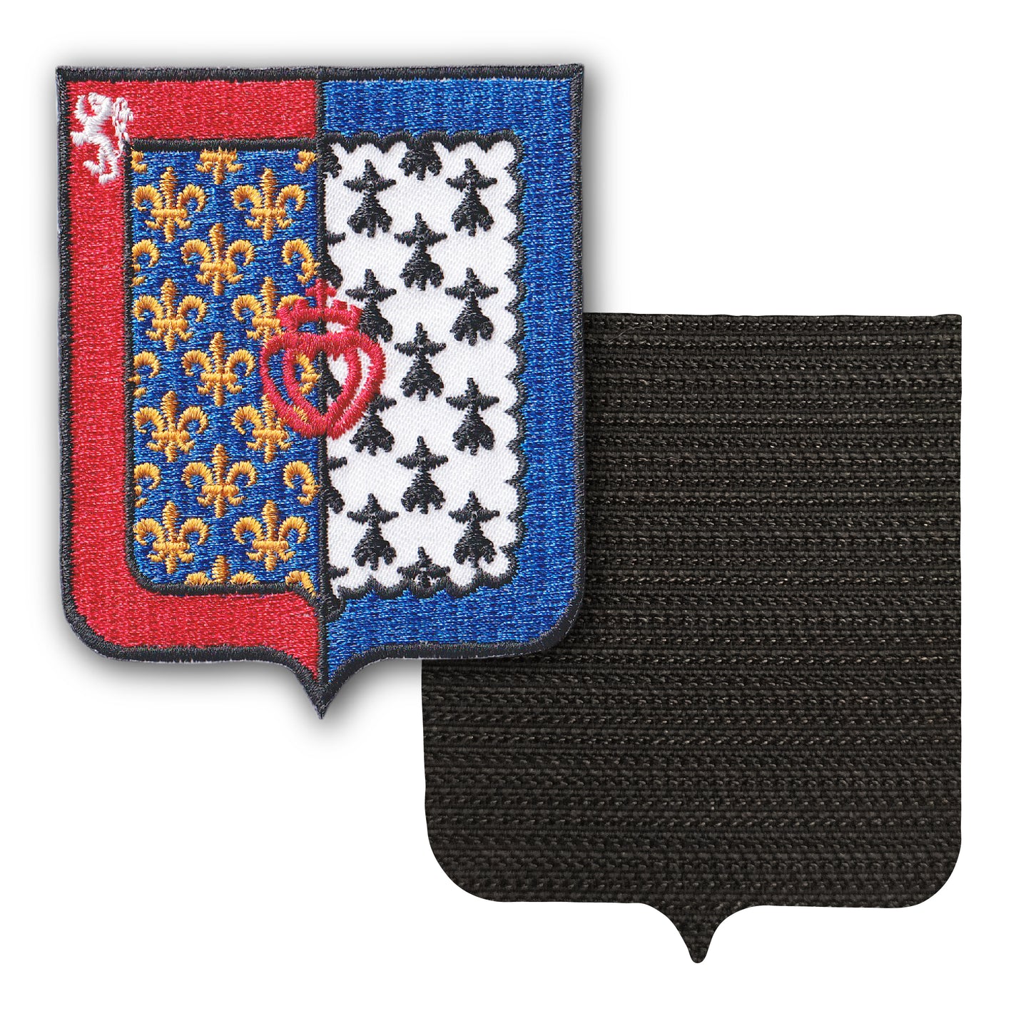 MAXIMUMPATCHES - Pays De Loire - 8 cm x 6,5 cm - Ecusson Patch Brodé Avec Scratch Cousu Au Dos + Carré Scratch A Coudre, Face Opposé 10 cm x 10 cm Offert / Département Région Territoire France