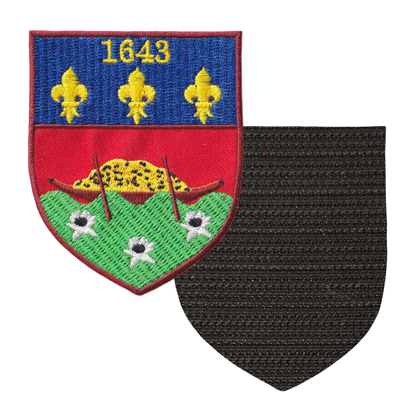 MAXIMUMPATCHES - Guyane - 8 cm x 6,5 cm - Ecusson Patch Brodé Avec Scratch Cousu Au Dos + Carré Scratch A Coudre, Face Opposé 10 cm x 10 cm Offert / Département Région Territoire France