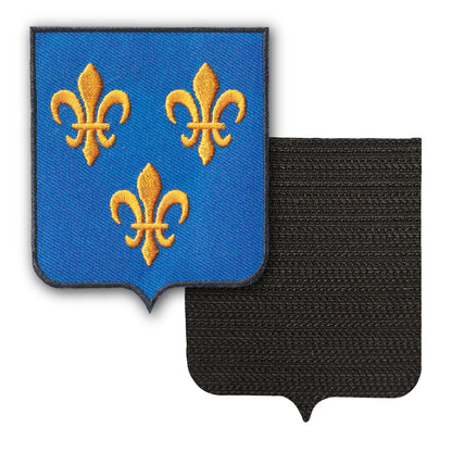 MAXIMUMPATCHES - Ile De France - 6,5 cm x 8 cm - Ecusson Patch Brodé Avec Scratch Cousu Au Dos + Carré Scratch A Coudre, Face Opposé 10 cm x 10 cm Offert / Département Région Territoire France