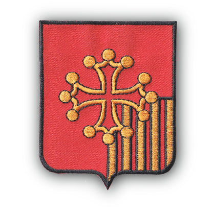MAXIMUMPATCHES - Ecusson Patch Brodé Thermocollant - Département Région Territoire France - 6,5 cm x 8 cm - Occitanie Languedoc Roussillon