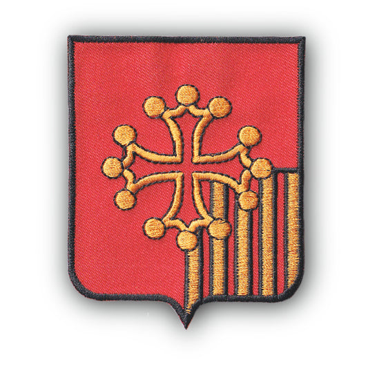 MAXIMUMPATCHES - Ecusson Patch Brodé Thermocollant - Département Région Territoire France - 6,5 cm x 8 cm - Occitanie Languedoc Roussillon