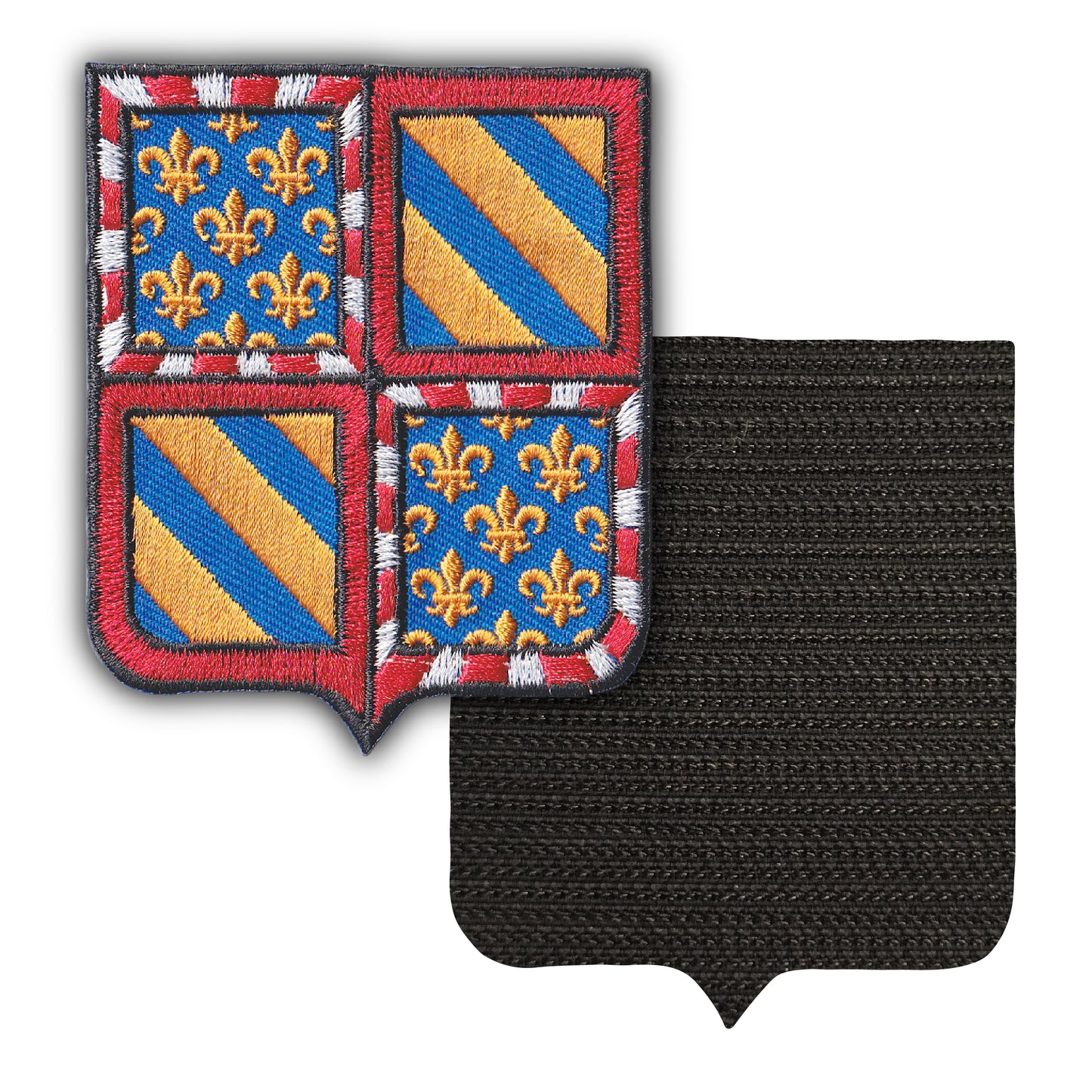 MAXIMUMPATCHES - Bourgogne - 6,5 cm x 8 cm - Ecusson Patch Brodé Avec Scratch Cousu Au Dos + Carré Scratch A Coudre, Face Opposé 10 cm x 10 cm Offert / Département Région Territoire France