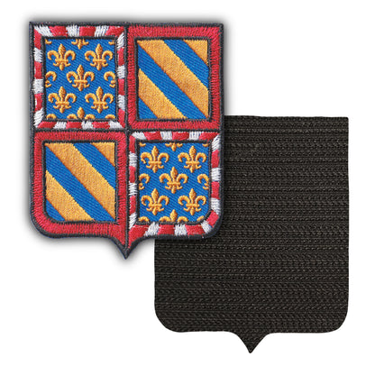 MAXIMUMPATCHES - Bourgogne - 6,5 cm x 8 cm - Ecusson Patch Brodé Avec Scratch Cousu Au Dos + Carré Scratch A Coudre, Face Opposé 10 cm x 10 cm Offert / Département Région Territoire France