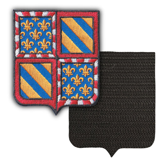 MAXIMUMPATCHES - Bourgogne - 6,5 cm x 8 cm - Ecusson Patch Brodé Avec Scratch Cousu Au Dos + Carré Scratch A Coudre, Face Opposé 10 cm x 10 cm Offert / Département Région Territoire France