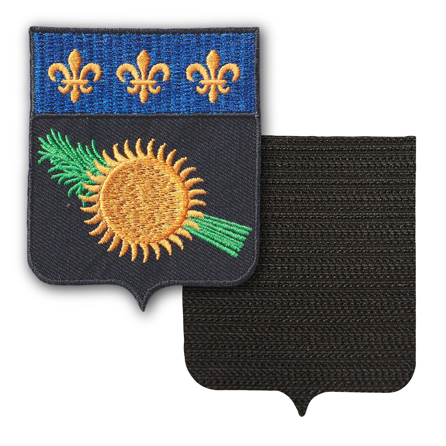 MAXIMUMPATCHES - Guadeloupe - 6,5 cm x 8 cm - Ecusson Patch Brodé Avec Scratch Cousu Au Dos + Carré Scratch A Coudre, Face Opposé 10 cm x 10 cm Offert / Département Région Territoire France