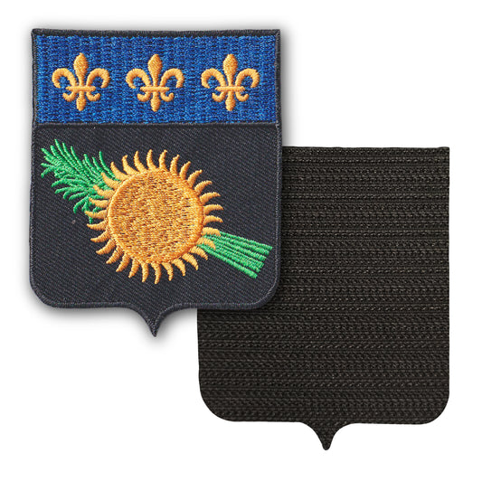 MAXIMUMPATCHES - Guadeloupe - 6,5 cm x 8 cm - Ecusson Patch Brodé Avec Scratch Cousu Au Dos + Carré Scratch A Coudre, Face Opposé 10 cm x 10 cm Offert / Département Région Territoire France