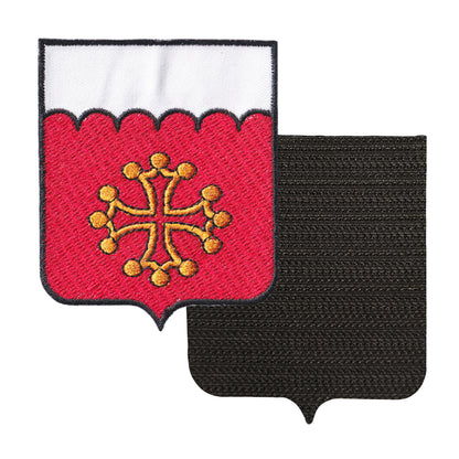 MAXIMUMPATCHES - 30 Gard - 6,5 cm x 8 cm - Ecusson Patch Brodé Avec Scratch Cousu Au Dos + Carré Scratch A Coudre, Face Opposé 10 cm x 10 cm Offert / Département Région Territoire France