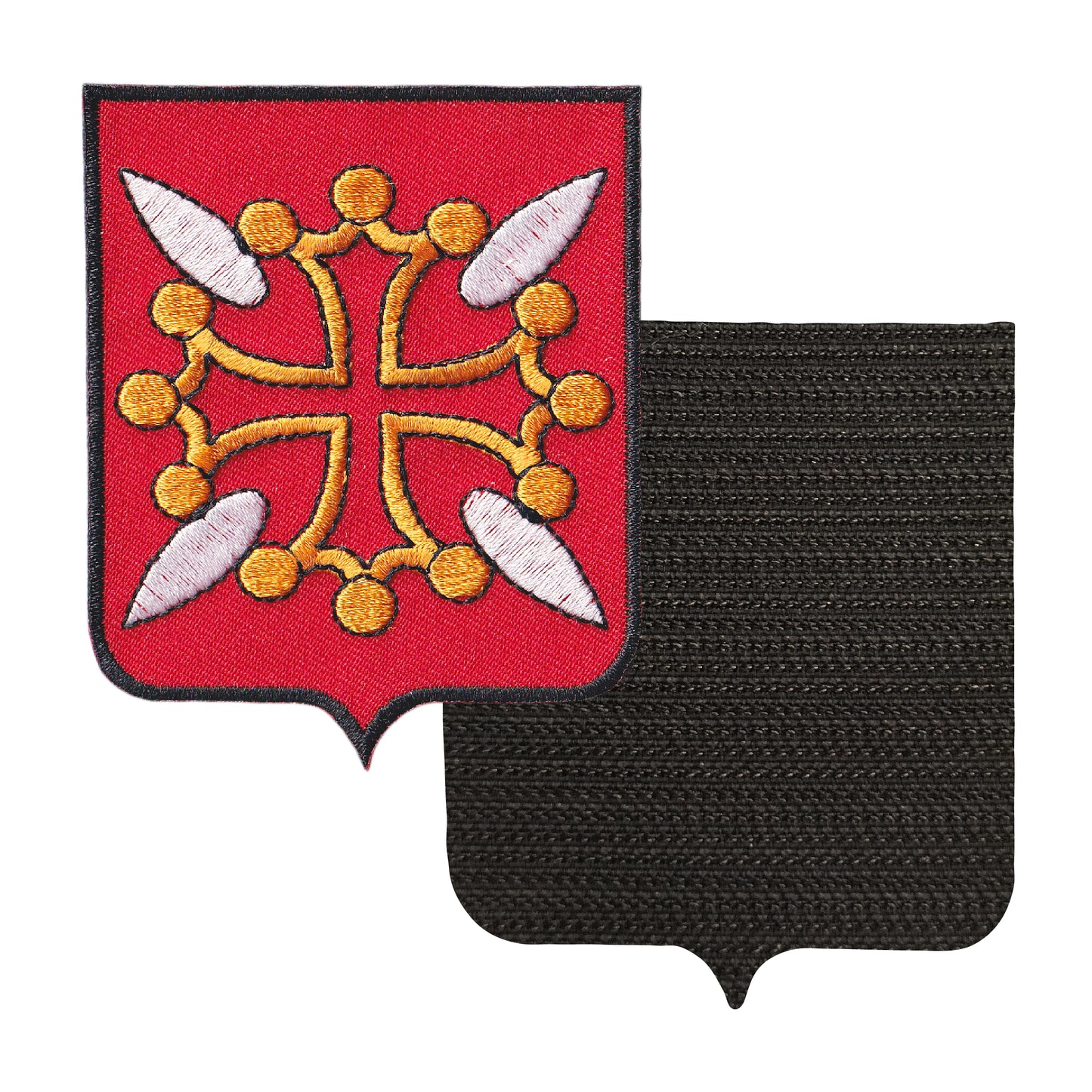 MAXIMUMPATCHES - 31 Haute Garonne - 6,5 cm x 8 cm - Ecusson Patch Brodé Avec Scratch Cousu Au Dos + Carré Scratch A Coudre, Face Opposé 10 cm x 10 cm Offert / Département Région Territoire France