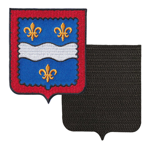 MAXIMUMPATCHES - 36 Indre - 6,5 cm x 8 cm - Ecusson Patch Brodé Avec Scratch Cousu Au Dos + Carré Scratch A Coudre, Face Opposé 10 cm x 10 cm Offert / Département Région Territoire France