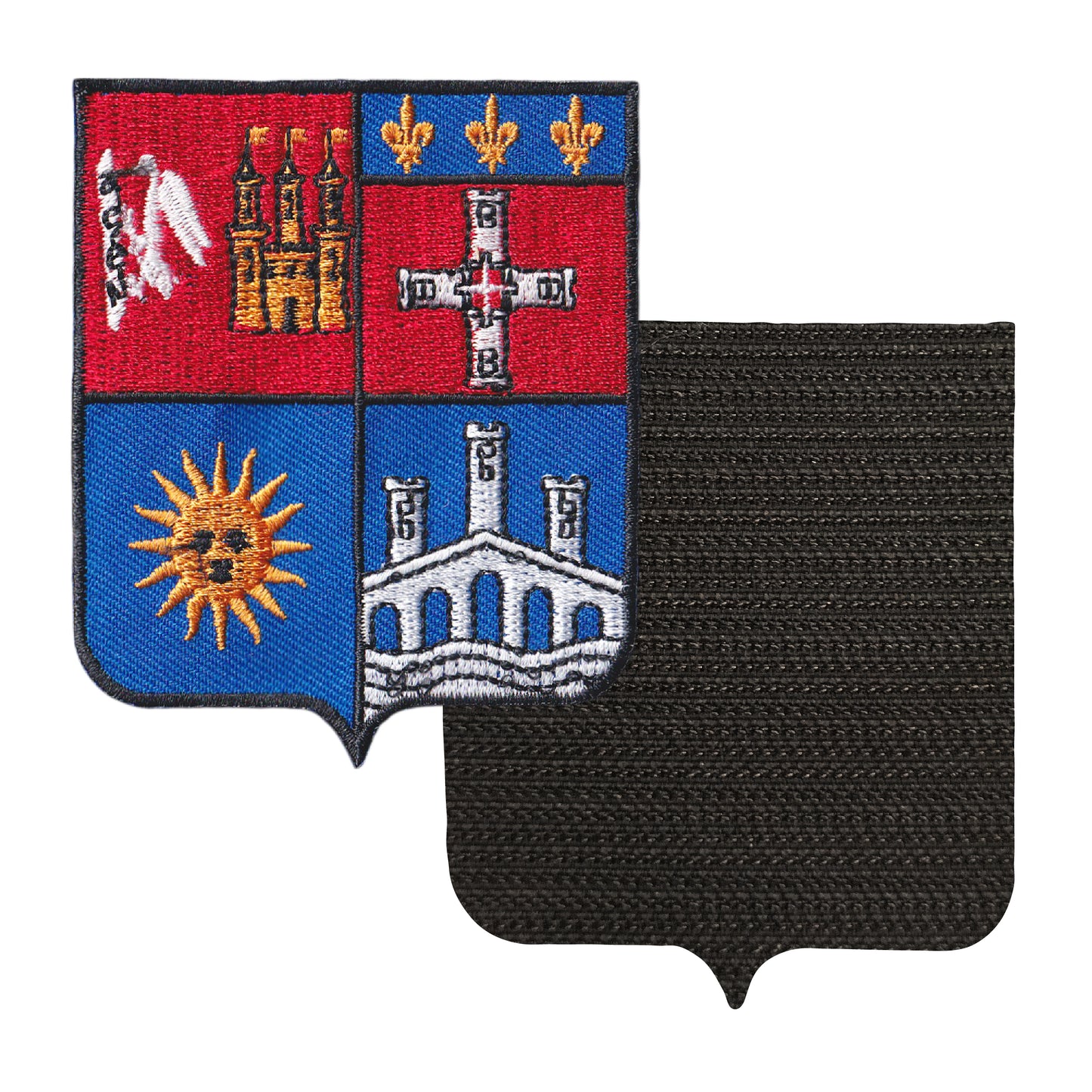 MAXIMUMPATCHES - 47 Lot et Garonne - 6,5 cm x 8 cm - Ecusson Patch Brodé Avec Scratch Cousu Au Dos + Carré Scratch A Coudre, Face Opposé 10 cm x 10 cm Offert / Département Région Territoire France