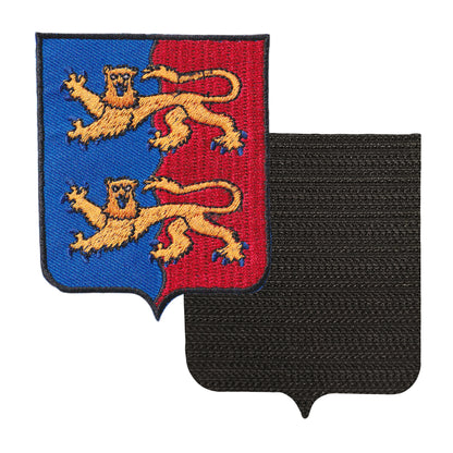 MAXIMUMPATCHES - 50 Manche - 6,5 cm x 8 cm - Ecusson Patch Brodé Avec Scratch Cousu Au Dos + Carré Scratch A Coudre, Face Opposé 10 cm x 10 cm Offert / Département Région Territoire France