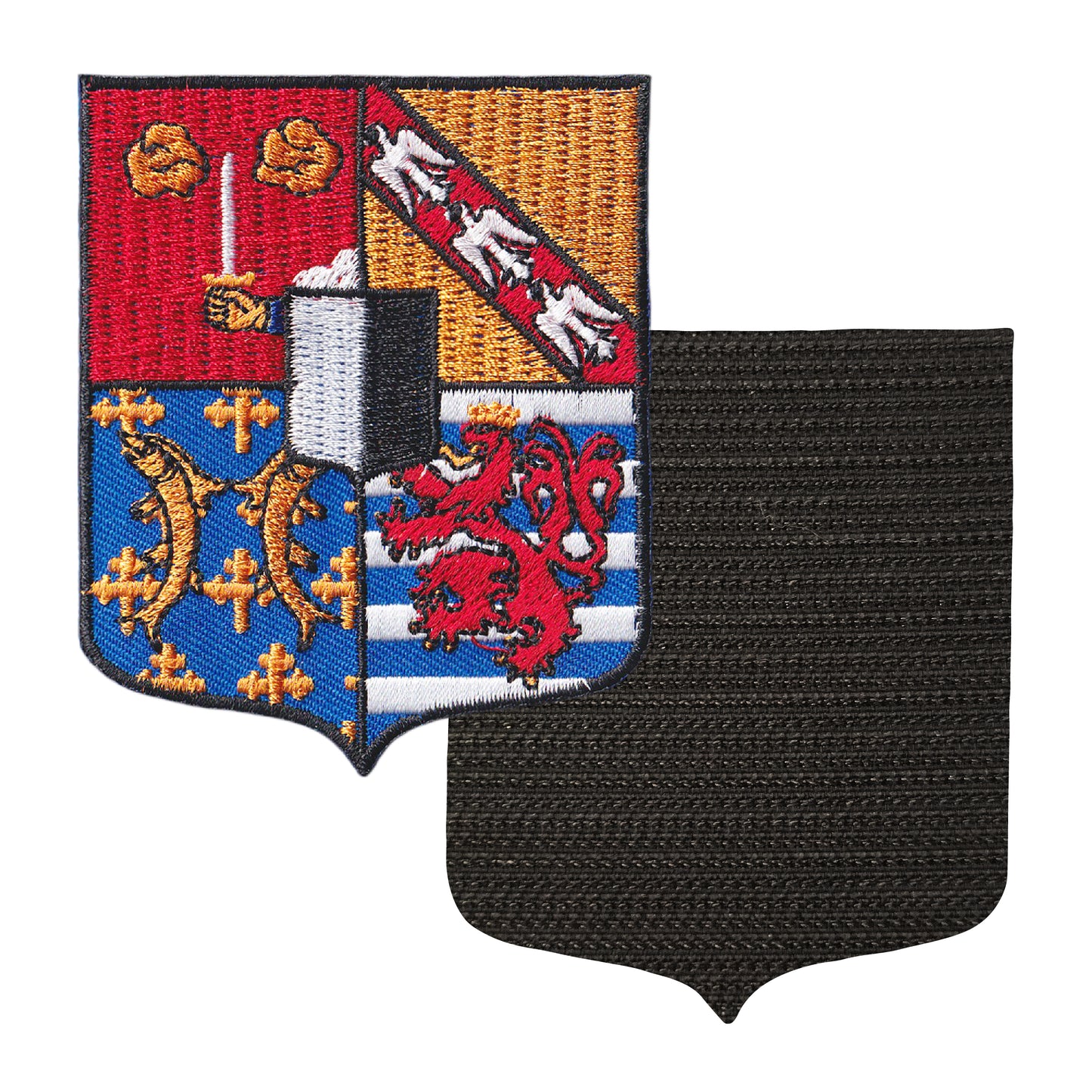 MAXIMUMPATCHES - 57 Moselle - 6,5 cm x 8 cm - Ecusson Patch Brodé Avec Scratch Cousu Au Dos + Carré Scratch A Coudre, Face Opposé 10 cm x 10 cm Offert / Département Région Territoire France