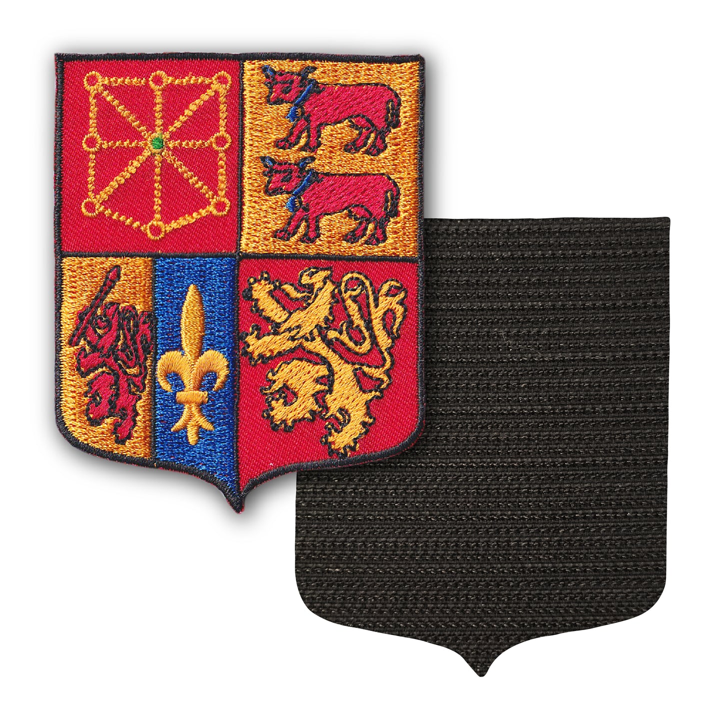 MAXIMUMPATCHES - 64 Pyrénées Atlantiques - 6,5 cm x 8 cm - Ecusson Patch Brodé Avec Scratch Cousu Au Dos + Carré Scratch A Coudre, Face Opposé 10 cm x 10 cm Offert / Département Région Territoire France