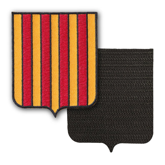 MAXIMUMPATCHES - 66 Pyrénées Orientales - 6,5 cm x 8 cm - Ecusson Patch Brodé Avec Scratch Cousu Au Dos + Carré Scratch A Coudre, Face Opposé 10 cm x 10 cm Offert / Département Région Territoire France