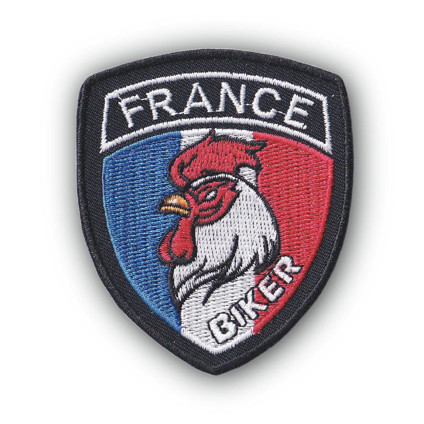 MAXIMUMPATCHES - Ecusson Patch Brodé Thermocollant - Département Région Territoire France Blason Biker - 6,5 cm x 8 cm