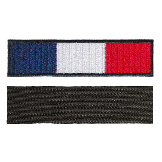 MAXIMUMPATCHES - 10 cm x 2,5 cm - Ecusson Patch Brodé Avec Scratch Cousu Au Dos + Carré Scratch A Coudre, Face Opposé Offerte, Bandeau France militaire armée commandos