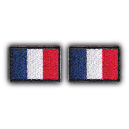 MAXIMUMPATCHES - Écussons thermocollants X2 - 4 cm x 2,8 cm chacun - Drapeaux France Militaire Moto Motard Biker Airsoft Sport Personnalisation Vêtement Backpack