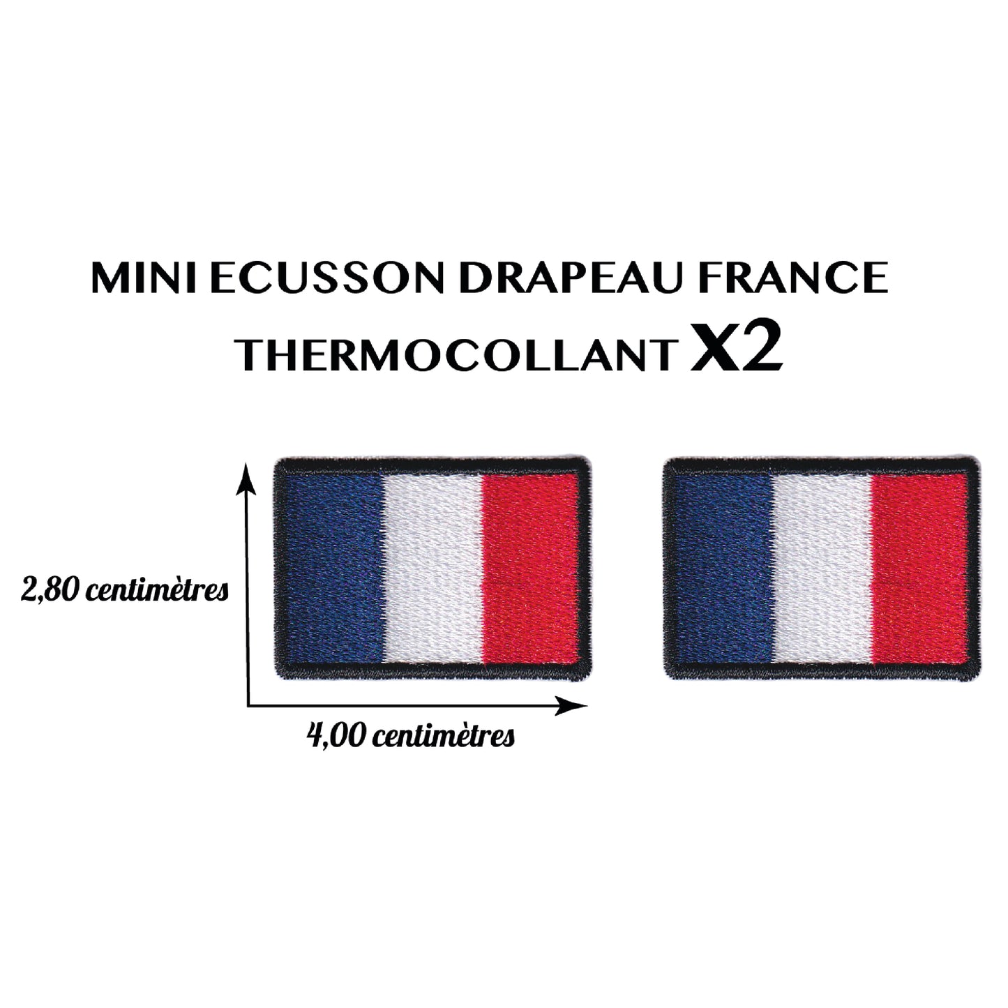 MAXIMUMPATCHES - Écussons thermocollants X2 - 4 cm x 2,8 cm chacun - Drapeaux France Militaire Moto Motard Biker Airsoft Sport Personnalisation Vêtement Backpack