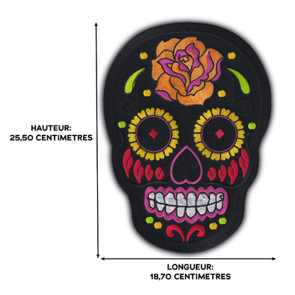 MAXIMUMPATCHES - Grand Ecusson De Dos Patch Brodé Thermocollant - Dim: 25,50 cm x 18,70 cm - Crane Calavera Mexicain Hot Rod Muscle Car Biker Trick Rock n Roll Métal Musique