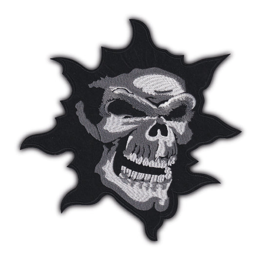 MAXIMUMPATCHES - Grand Ecusson De Dos Patch Brodé Thermocollant - Dim: 28 cm x 28 cm - Crane Skull Gothique Métal Biker Moto Motard Kustom
