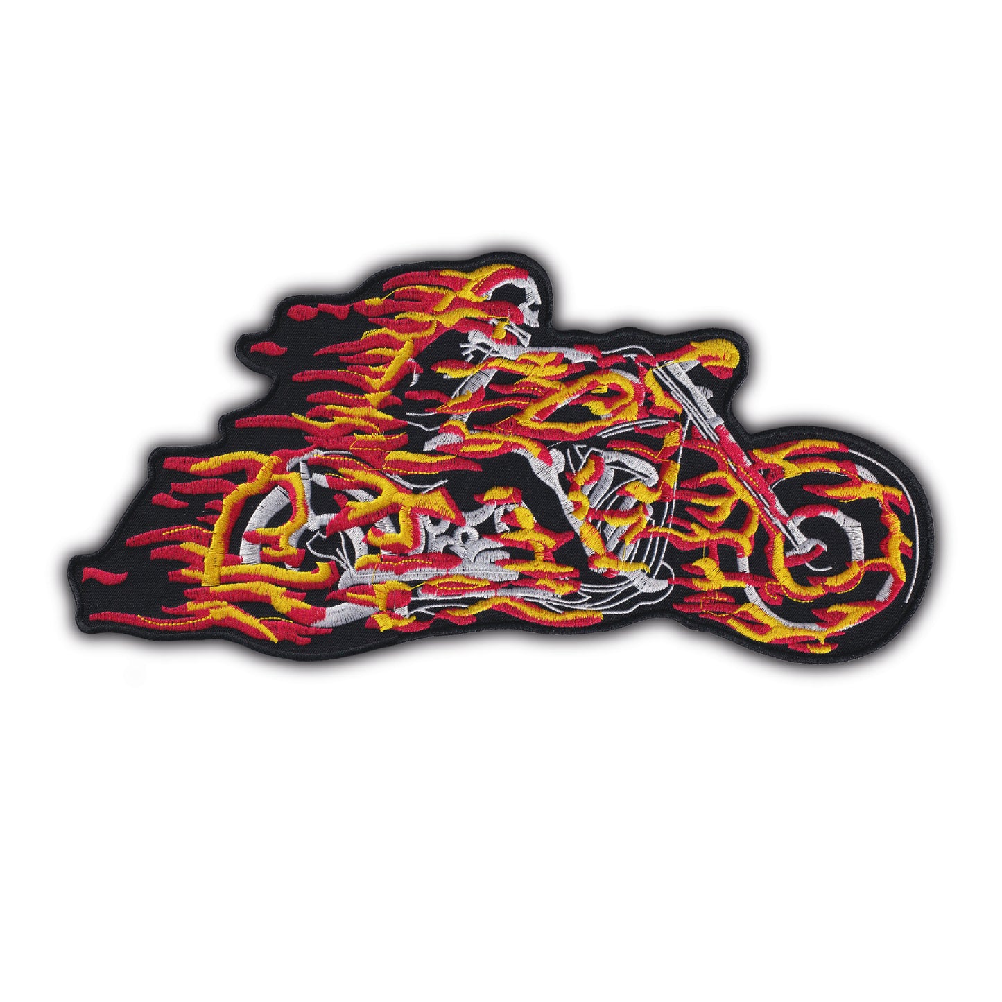 MAXIMUMPATCHES - Grand Ecusson De Dos Patch Brodé Thermocollant - Dim: 15 cm x 31,50 cm - Ghost Rider Skull Moto Motard Biker Trike Hot Rod Crane Métal Gothique