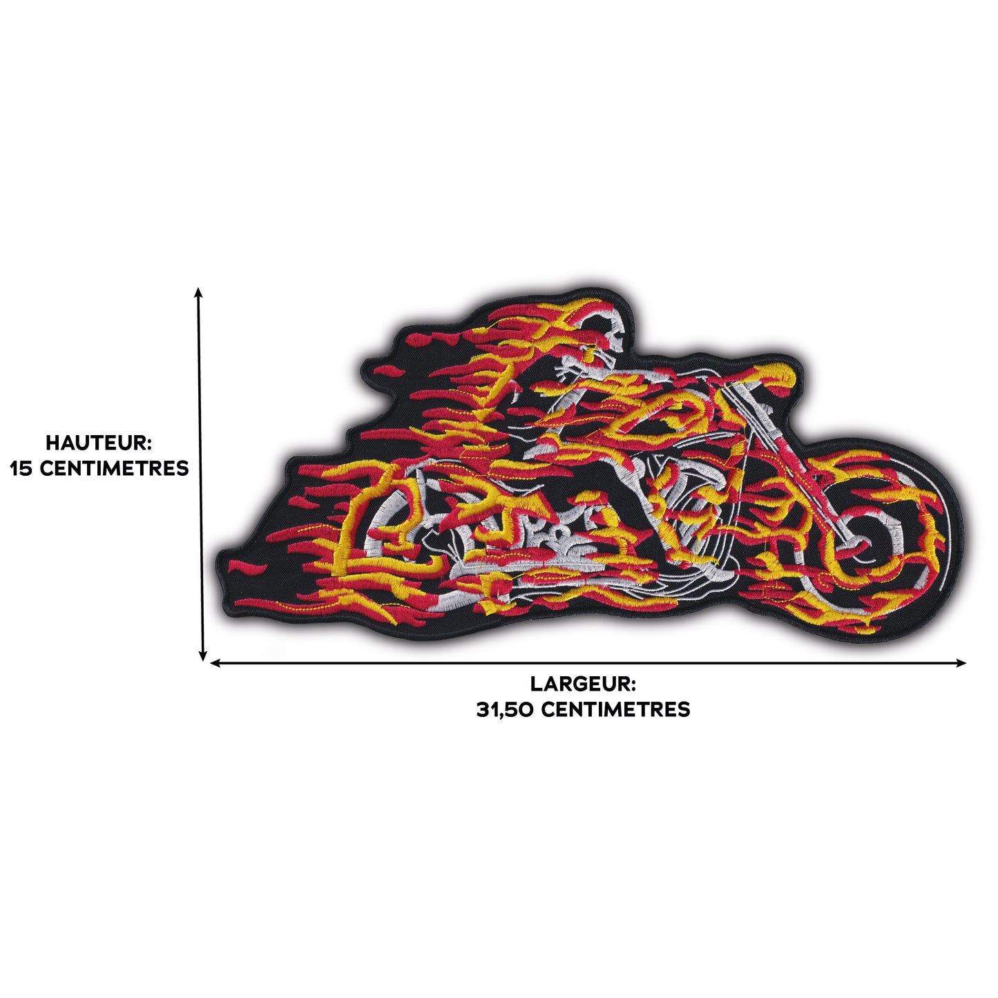 MAXIMUMPATCHES - Grand Ecusson De Dos Patch Brodé Thermocollant - Dim: 15 cm x 31,50 cm - Ghost Rider Skull Moto Motard Biker Trike Hot Rod Crane Métal Gothique