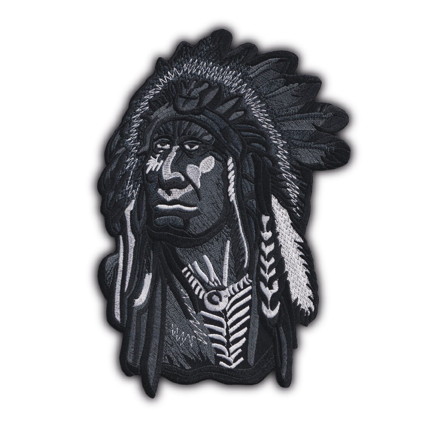 MAXIMUMPATCHES - Grand Ecusson De Dos Patch Brodé Thermocollant - Dim: 25 cm x 17 cm - Chef Indien Country Indianiste Biker Motard Trike Usa Native Américan