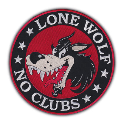 MAXIMUMPATCHES - Grand Ecusson De Dos Patch Brodé Thermocollant - Dim: 25,50 cm x 25,50 cm - Lone Wolf No Club Biker Moto Motard Trike