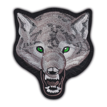 MAXIMUMPATCHES - Grand Ecusson De Dos Patch Brodé Thermocollant - Dim: 25,50 cm x 23 cm - Loup Moto Motard Biker Country Bobber Rock n Roll Rockabilly Crane