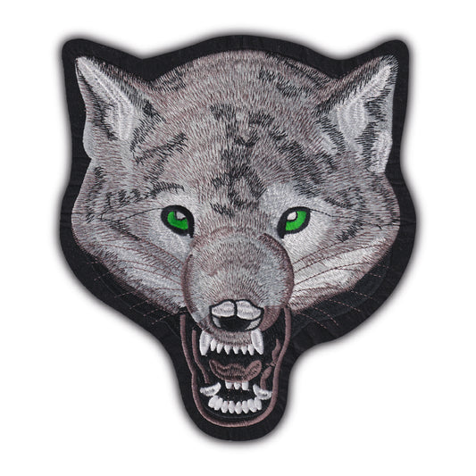 MAXIMUMPATCHES - Grand Ecusson De Dos Patch Brodé Thermocollant - Dim: 25,50 cm x 23 cm - Loup Moto Motard Biker Country Bobber Rock n Roll Rockabilly Crane
