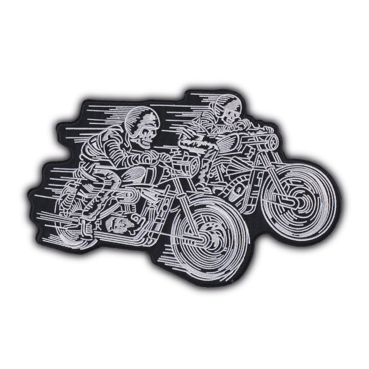 MAXIMUMPATCHES - Grand Ecusson De Dos Patch Brodé Thermocollant - Dim: 16 cm x 25 cm - Skull Moto Motard Biker Country Bobber Rock n Roll Rockabilly Crane