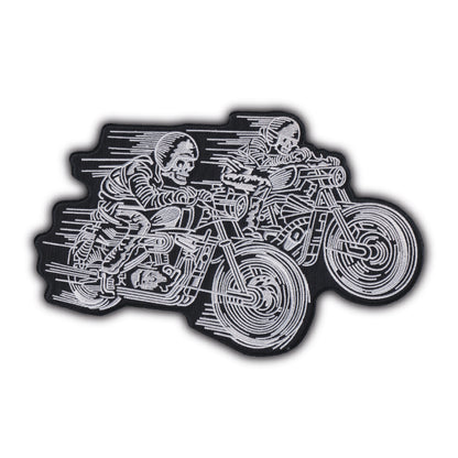 MAXIMUMPATCHES - Grand Ecusson De Dos Patch Brodé Thermocollant - Dim: 16 cm x 25 cm - Skull Moto Motard Biker Country Bobber Rock n Roll Rockabilly Crane