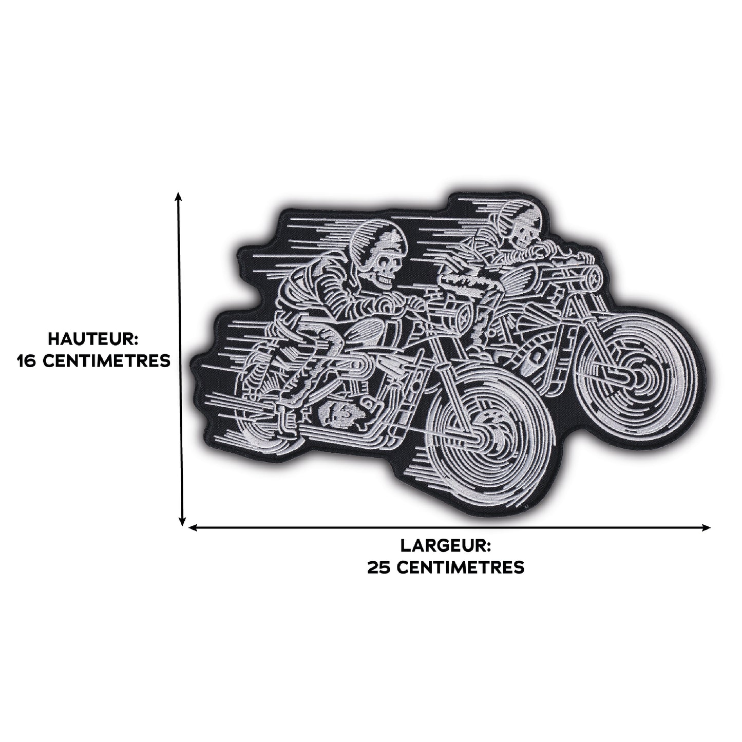 MAXIMUMPATCHES - Grand Ecusson De Dos Patch Brodé Thermocollant - Dim: 16 cm x 25 cm - Skull Moto Motard Biker Country Bobber Rock n Roll Rockabilly Crane