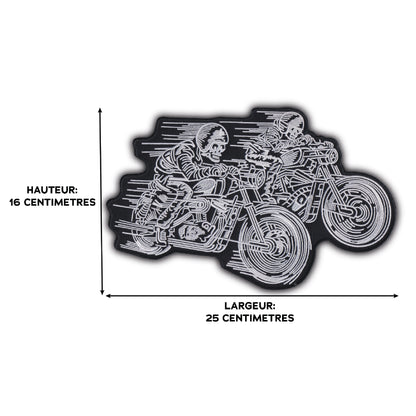 MAXIMUMPATCHES - Grand Ecusson De Dos Patch Brodé Thermocollant - Dim: 16 cm x 25 cm - Skull Moto Motard Biker Country Bobber Rock n Roll Rockabilly Crane