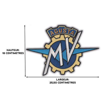 MAXIMUMPATCHES - Mv Agusta - Grand Ecusson De Dos Patch Brodé Thermocollant - Dim: 18 cm x 25,50 cm - Moto Italie Compétition Championnat Monde 350 500 cm3
