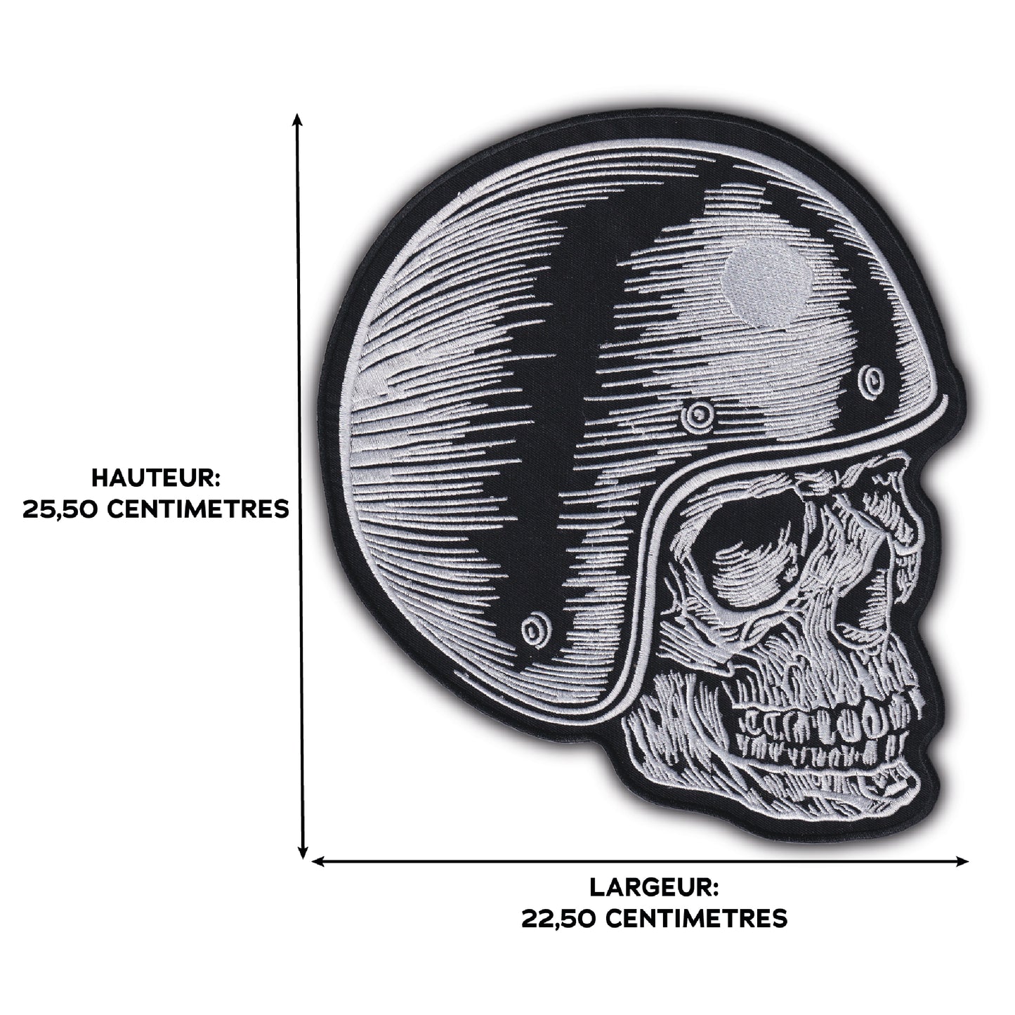 MAXIMUMPATCHES - Grand Ecusson De Dos Patch Brodé Thermocollant - Dim: 25,50 cm x 22,50 cm - Skull Moto Motard Biker Country Bobber Rock n Roll Rockabilly Crane Casque Café Racer